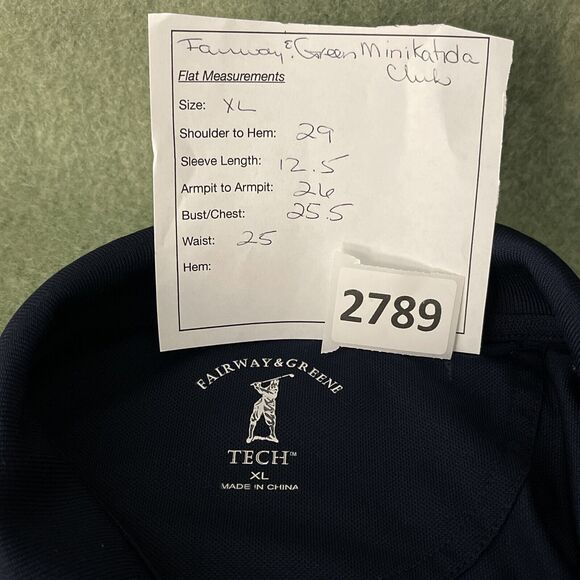 Fairway & Greene Tech Golf Polo Minikahda Golf Club Mens XL Navy Blue Resortwear - Picture 6 of 6